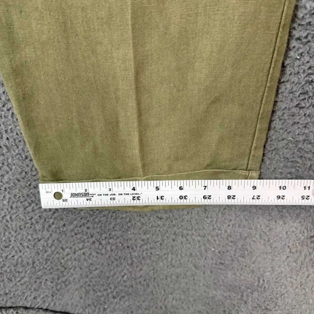 Vtg Brooks Brothers Pants Mens 38x30 (Fits 36x28) Green Linen Pleated Classic